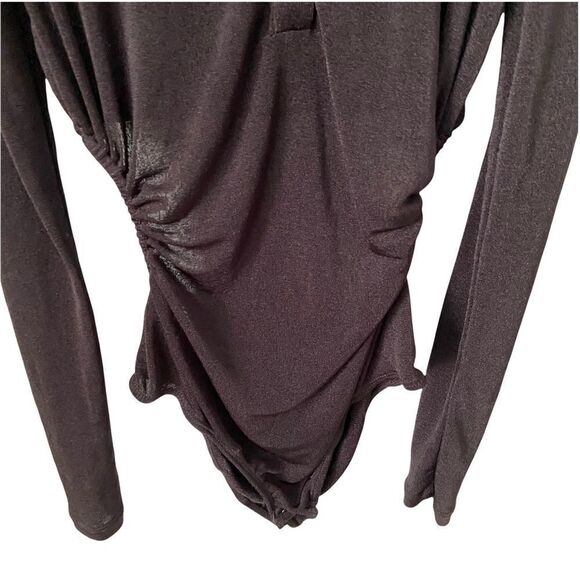 NWT Olivaceous Basic Black Long Sleeve Bodysuit Front Button with Collar Size S - Picture 4 of 8